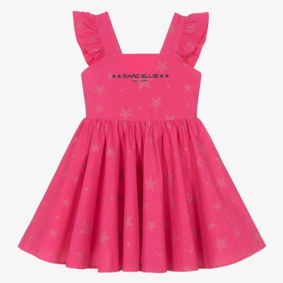 Marc Ellis Kids' Girls Pink Star Print Logo Dress