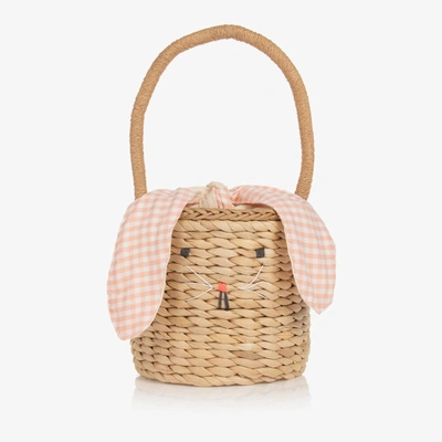 Meri Meri Beige Straw Bunny Basket Bag (18cm)