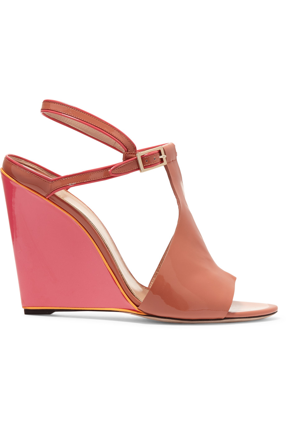 Emilio Pucci Two-tone Patent-leather Wedge Sandals | ModeSens