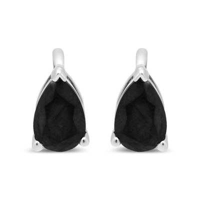 Haus Of Brilliance 14k White Gold 1.0 Cttw Treated Black Pear Shaped Solitaire Diamond 3 Prong Stud