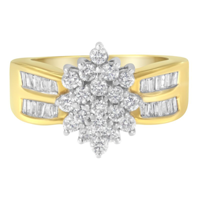 Haus Of Brilliance 10k Yellow Gold 1.0 Cttw Marquise Composite Diamond Cluster Cocktail Ring
