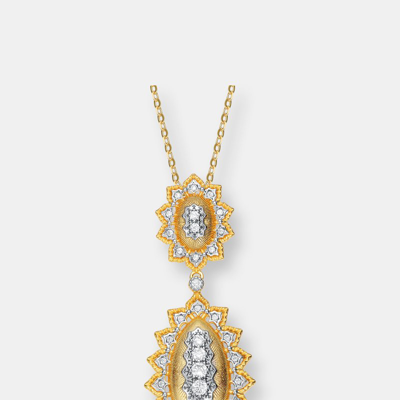 Rachel Glauber Rhodium And 14k Gold Plated Cubic Zirconia Pendant Necklace In Two-tone