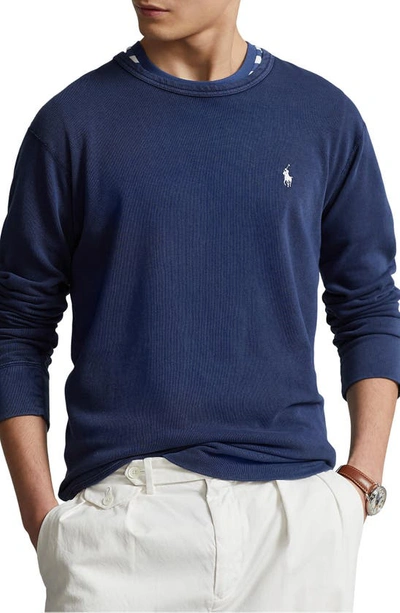 Polo Ralph Lauren Logo Crewneck Sweatshirt In Newport Navy