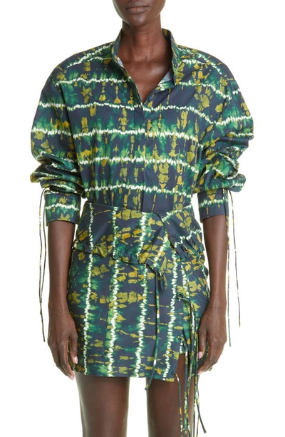 Altuzarra Amara Oversized Tie-dyed Cotton-blend Poplin Shirt In Gekko