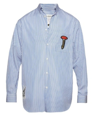 Lanvin Mushroom Patch Shirt In Blue And White