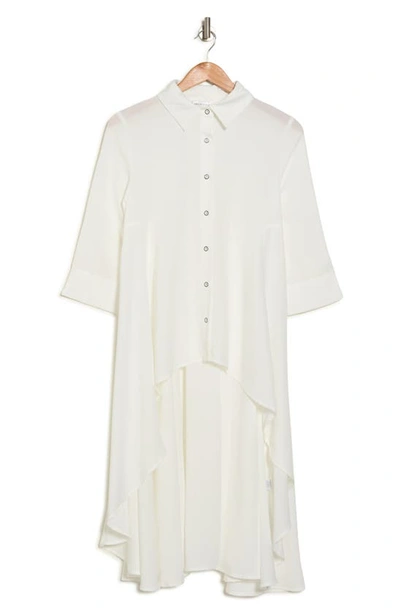 Patrizia Luca High/low Shirtdress In Solid Off White