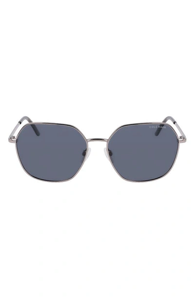 Cole Haan 58mm Full Rim Metal Square Polarized Sunglasses In Gunmetal