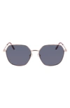 Cole Haan 58mm Full Rim Metal Square Polarized Sunglasses In Rose Gold