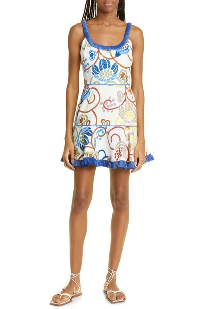 Alexis Ricci Embroidered Linen Dress In White