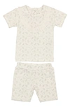 Maniere Babies' Leaves & Branches Print T-shirt & Shorts Set In White