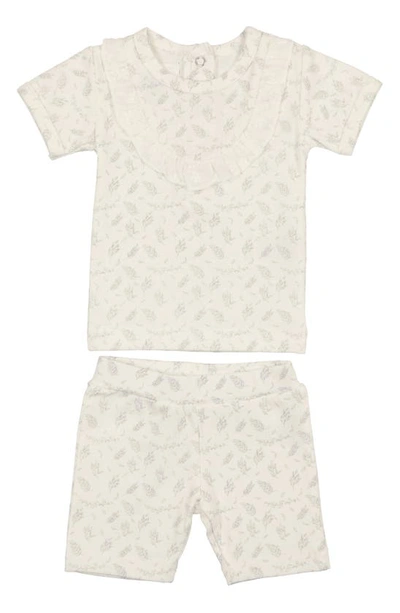 Maniere Babies' Leaves & Branches Print T-shirt & Shorts Set In White