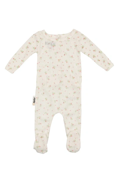 Maniere Babies' Floral Cotton Pointelle Footie In Pink