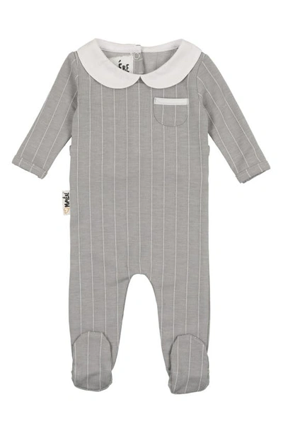 Maniere Babies' Raised Stripe Footie In Grey