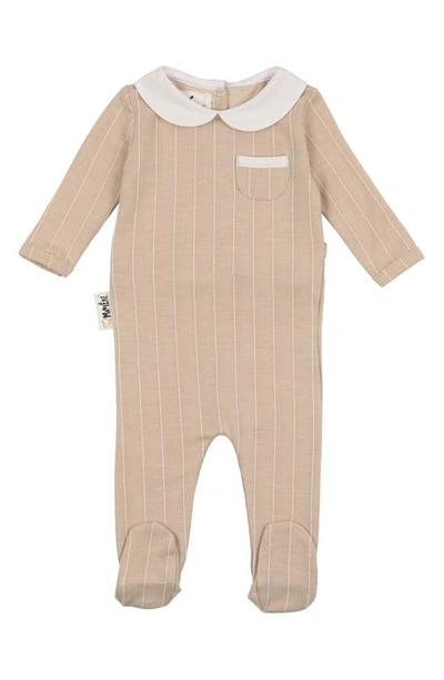 Maniere Babies' Raised Stripe Footie In Beige