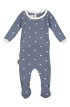 Maniere Babies' Sun Print Stretch Cotton Footie In Blue