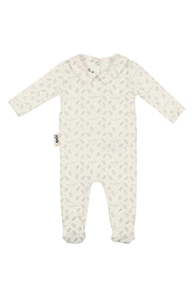 Maniere Babies' Leaves & Branches Cotton Knit Footie In Slate