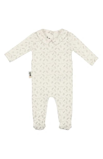 Maniere Babies' Manière Leaves & Branches Cotton Knit Footie In Slate