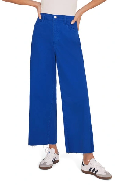 Favorite Daughter The Mischa Raw Hem Wide Leg Jeans In Electric Blue
