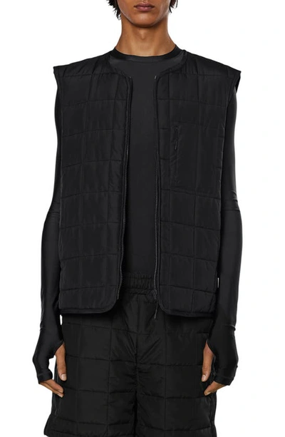 Rains Quilted Water Resistant Liner Waistcoat In 01 Black