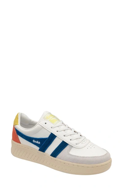 Gola Classics Grandslam Trident Sneaker In White/ Marine Blue/ Limelight