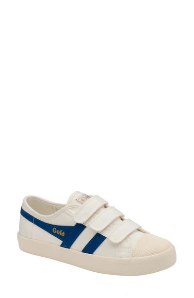 Gola Coaster Low Top Trainer In Off White/ Vintage Blue