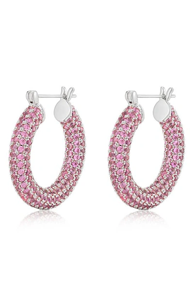 Luv Aj Amalfi Pavé Hoop Earrings In Silver