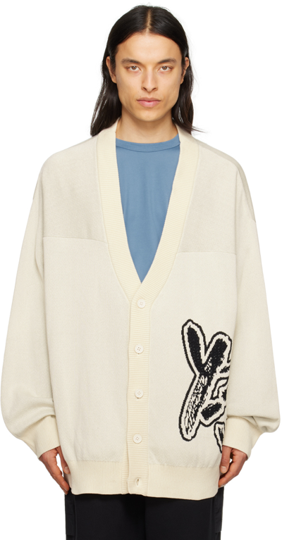 Y-3 Logo Cardigan In Off White