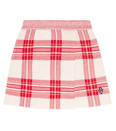 The Animals Observatory Kids' Lynx Checked Cotton Skirt In Red Logo