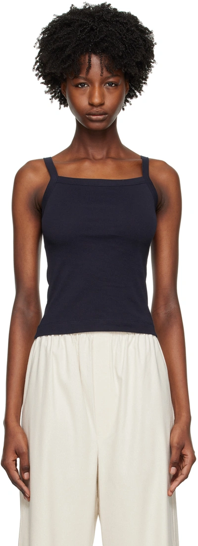 Flore Flore May Square-neck Organic-cotton Cami Top In Navy