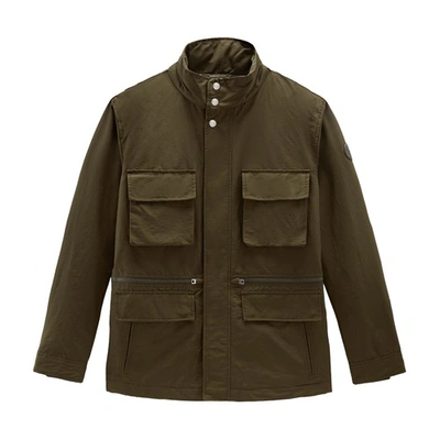 Woolrich Cruiser Field Jacket With Foldable Hood In Dark Green