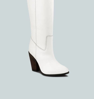 Rag & Co Great-storm White Leather Knee Boots