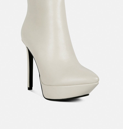 Rag & Co Magna Beige High Heeled Ankle Boot In White