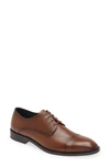 Hugo Boss Leather Derby Lace-up Shoes With Embossed Logo In Light Brown