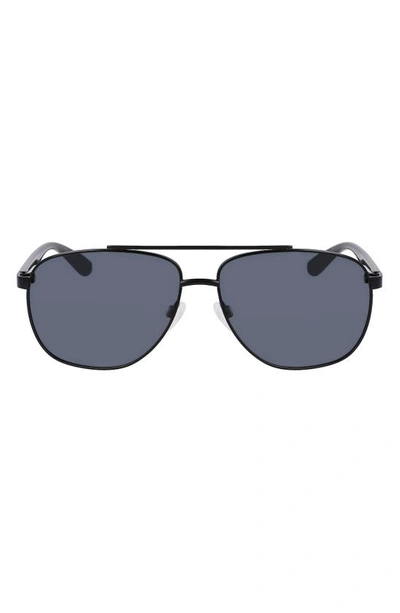 Cole Haan 61mm Combination Aviator Polarized Sunglasses In Black