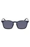 Cole Haan 54mm Plastic Square Polarized Sunglasses In Blue Horn