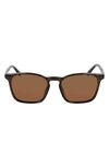 Cole Haan 54mm Plastic Square Polarized Sunglasses In Brown Horn