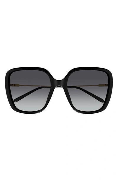 Chloé 57mm Rectangular Sunglasses In 001 Shiny Solid B