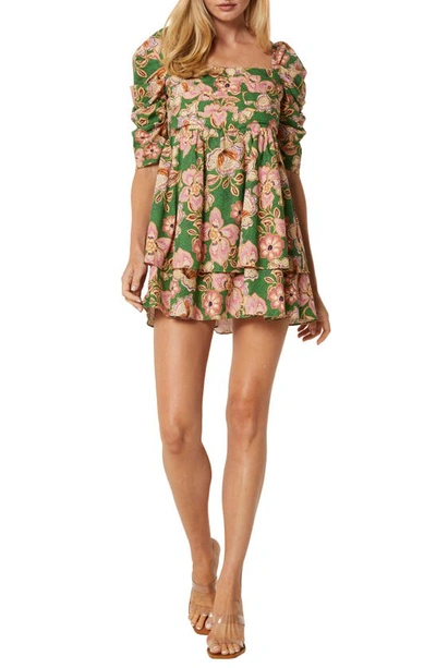 Misa Kate Tie-back Floral Empire Mini Dress In Multi