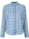 Andrea Marques Box Printed Shirt - Est Azulejo Rend Azul