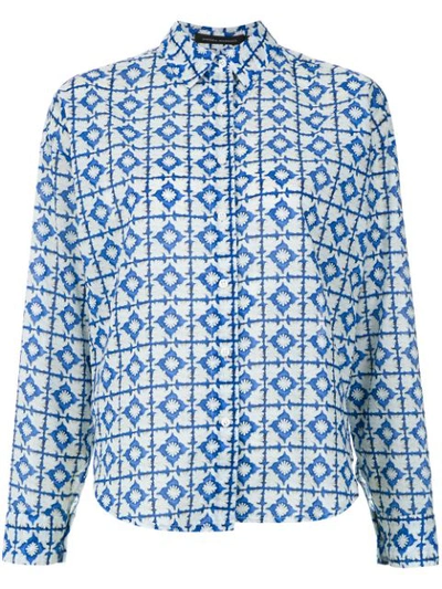 Andrea Marques Box Printed Shirt - Est Azulejo Rend Azul