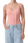 Agolde Elna Corset-seam Bodysuit In Grapefruit