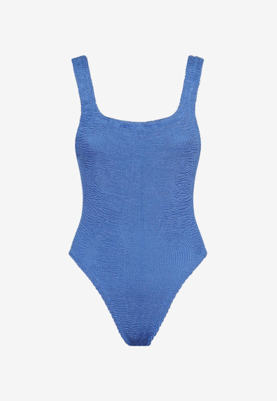Hunza G Square-neck One-piece Swimsuit In Blue