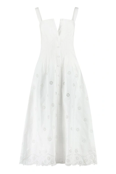 Chloé Pinafore Sleeveless Midi Dress In White