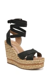 Sam Edelman Women's Vaughn Crossover Strap Espadrille Wedge Heel Platform Sandals In Black