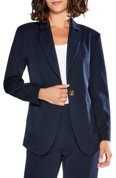 Nic + Zoe Women's Work It Twill Single-button Blazer In Dark Indigo