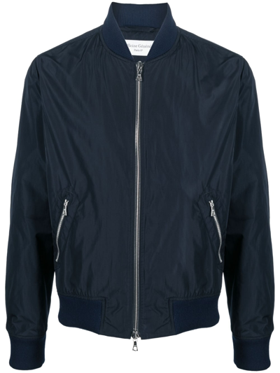 Officine Generale Bernard Zip Front Jacket In Blue
