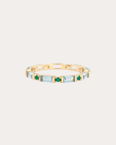 Yi Collection Infinity 18k Yellow Gold Aquamarine; Emerald Ring In Blue