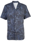 Officine Generale Dario Camp-collar Printed Cotton Shirt - Navy In Black And White