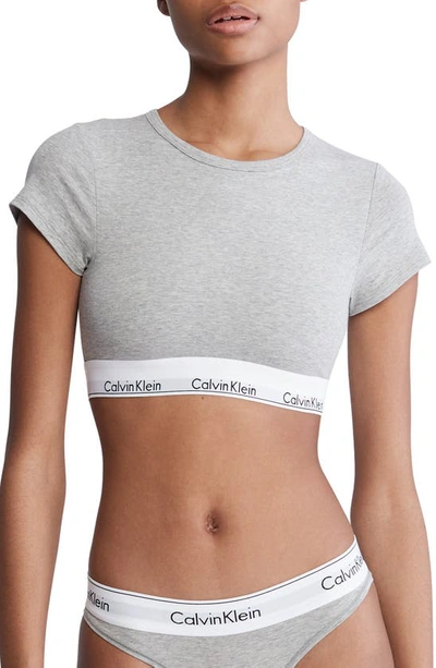 Heather Grey Calvin Klein Crop Top Grey Calvin Klein MODERN RIB