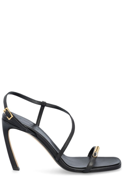 Lanvin Swing 95 Leather Sandals In Black